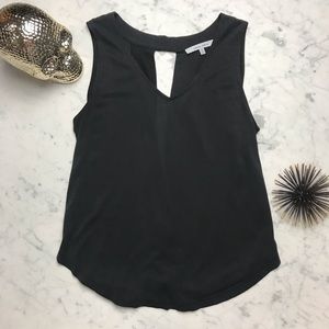 naked zebra V Neck Open Back Grey Sleeveless Top